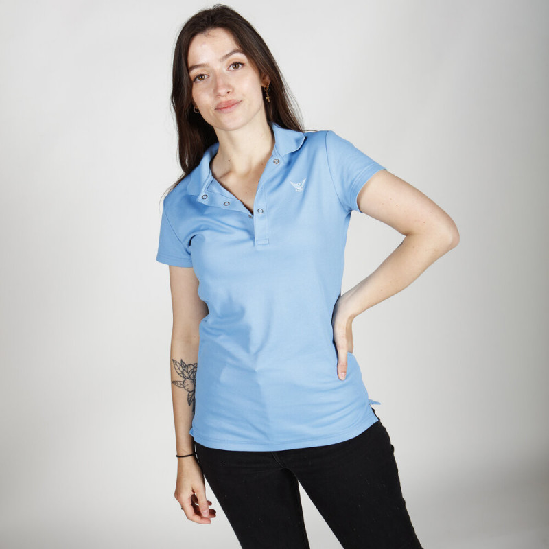 Polo ROUGE ou BLEU CIEL femme - Manches courtes