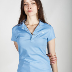 Polo ROUGE ou BLEU CIEL femme - Manches courtes